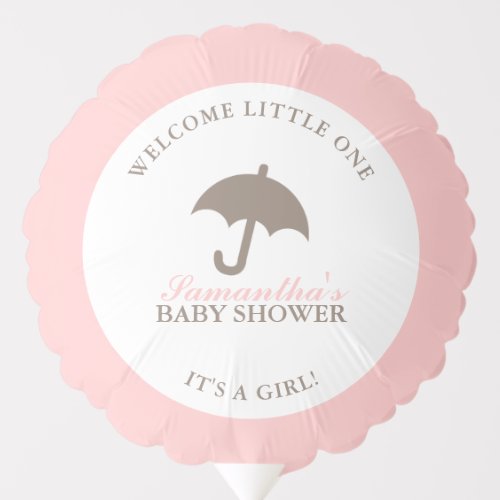 Pink Umbrella Girl Baby Shower Balloon