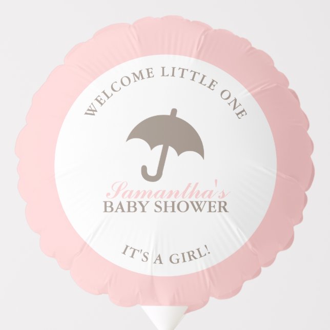 Pink Umbrella Girl Baby Shower Balloon (Front)