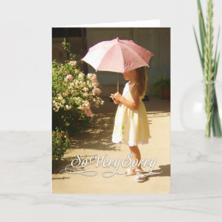 Pink Umbrella Girl So Very Sorry Card