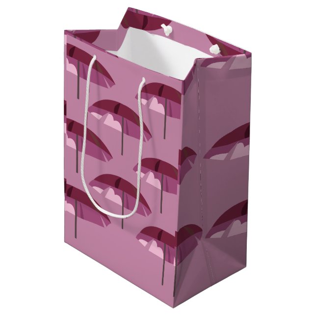 Pink Umbrella  Medium Gift Bag (Front Angled)