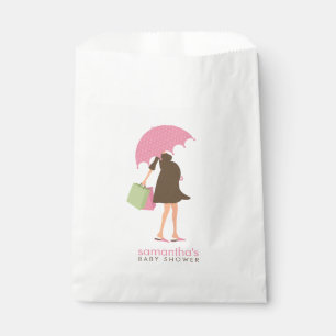 Pink Umbrella Mom Baby Shower Favor Bag