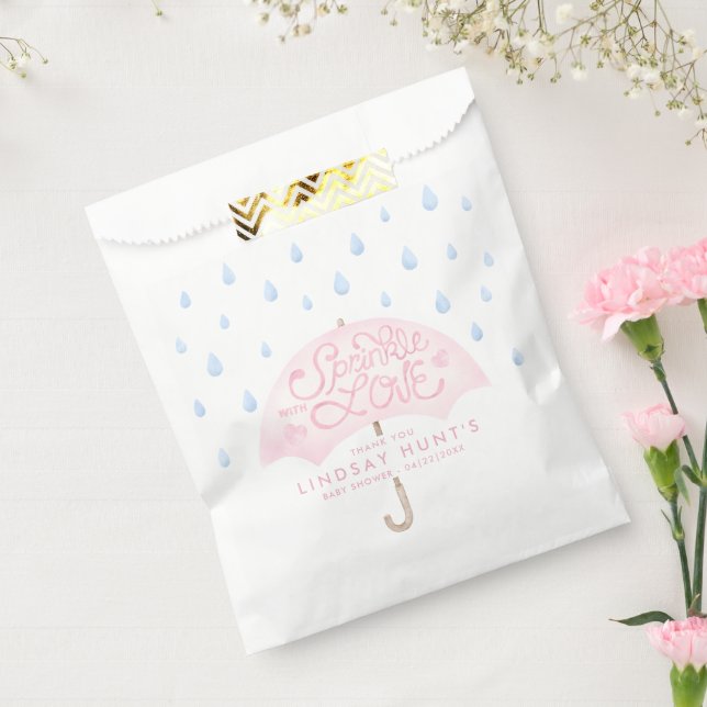 Pink Umbrella Sprinkle Baby Shower Favor Bag (Sealed)