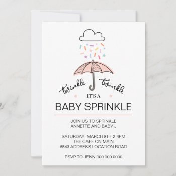 Pink Umbrella Twinkle Baby Sprinkle Download Invit Invitation by LaurEvansDesign at Zazzle
