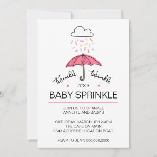 Pink umbrella twinkle baby sprinkle download invitation