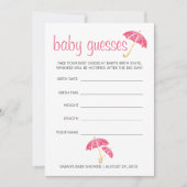 Pink Umbrellas Baby Shower Guessing Game (Front)