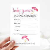 Pink Umbrellas Baby Shower Guessing Game