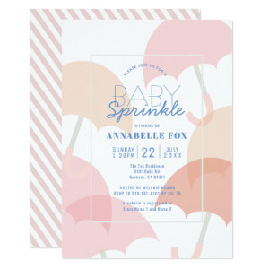Pink Umbrellas Girl Baby Sprinkle Shower Invitation