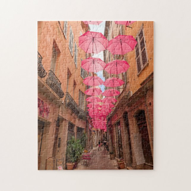 Pink Umbrellas in Grasse French Riviera in France Jigsaw Puzzle (Vertical)