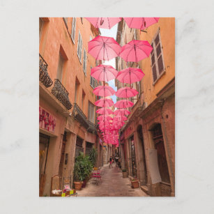 Pink Umbrellas in Grasse French Riviera in France  Postcard