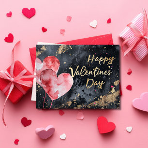 Pink und golden hearts on dark ground Valentine's Postcard