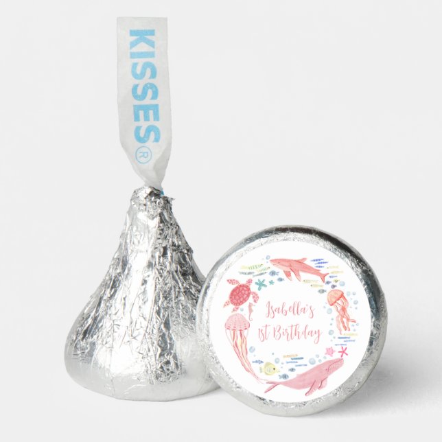 Pink Under The Sea 1st Birthday Hershey®'s Kisses® (Front)
