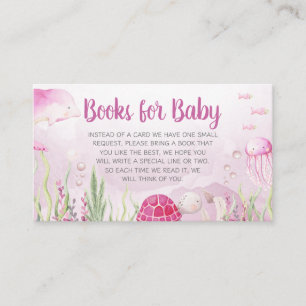 Pink Under the Sea Baby Shower Books for Baby Enclosure Card