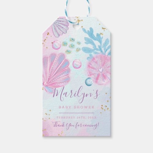 Pink Under the Sea Baby Shower Gift Tags