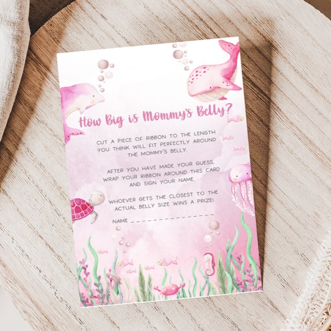 Pink Under the Sea Baby Shower How Big Is Game (Under the Sea Baby Shower Game)