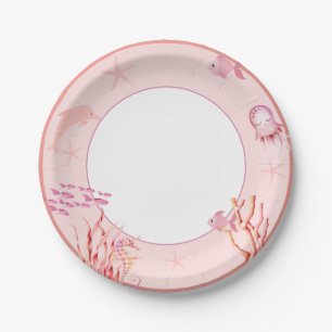 Pink Under the Sea baby Shower  Paper Plates