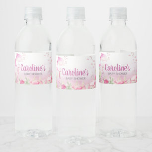 Pink Under the Sea Baby Shower Water Bottle Label