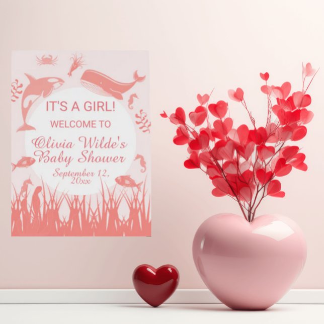 Pink Under the Sea Baby Shower Welcome Sign (Creator Uploaded)