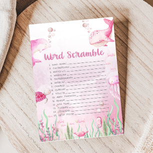 Pink Under the Sea Baby Shower Word Scramble Game