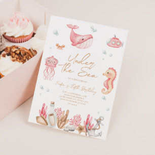 Pink Under the Sea Birthday Invitation
