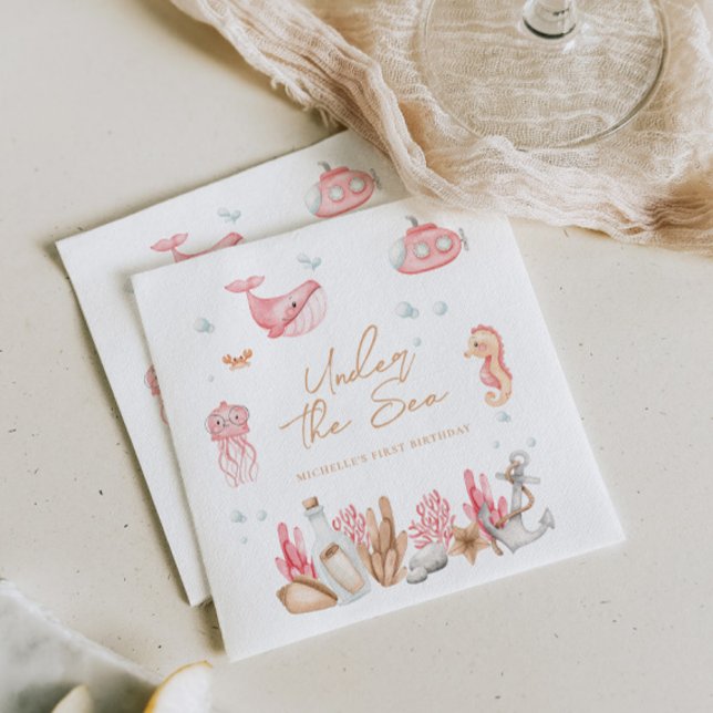 Pink Under the Sea Birthday  Napkins (Creator Uploaded)