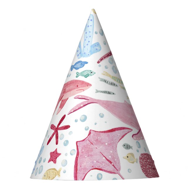 Pink Under The Sea Birthday Party Hat (Front)