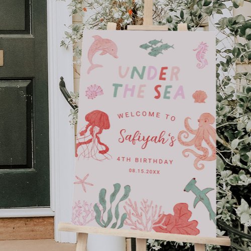 Pink Under The Sea Birthday Party Welcome Sign