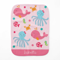 Pink Under the Sea Burp Cloth