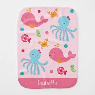 Pink Under the Sea Burp Cloth