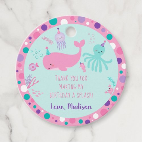 Pink Under The Sea Nautical Whale Birthday Favor Tags