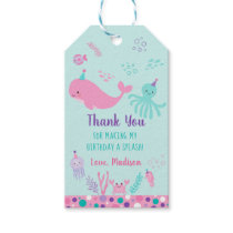 Pink Under The Sea Nautical Whale Birthday Gift Tags
