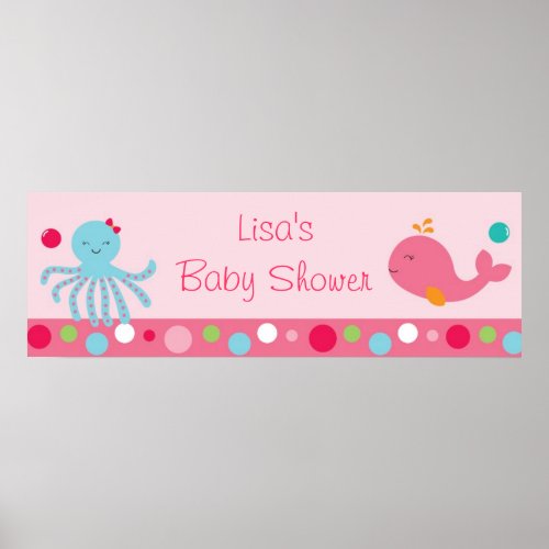 Pink Under the Sea Personalized Banner Poster