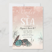 Pink Under the Sea Shells Beach Sweet 16 Party Invitation (Front)