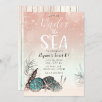 Pink Under the Sea Shells Beach Sweet 16 Party Invitation