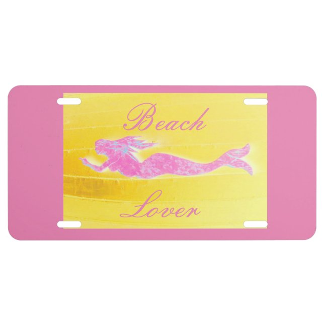 pink underwater mermaid beach lover license plate (Front)