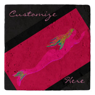 pink underwater mermaid rising trivet