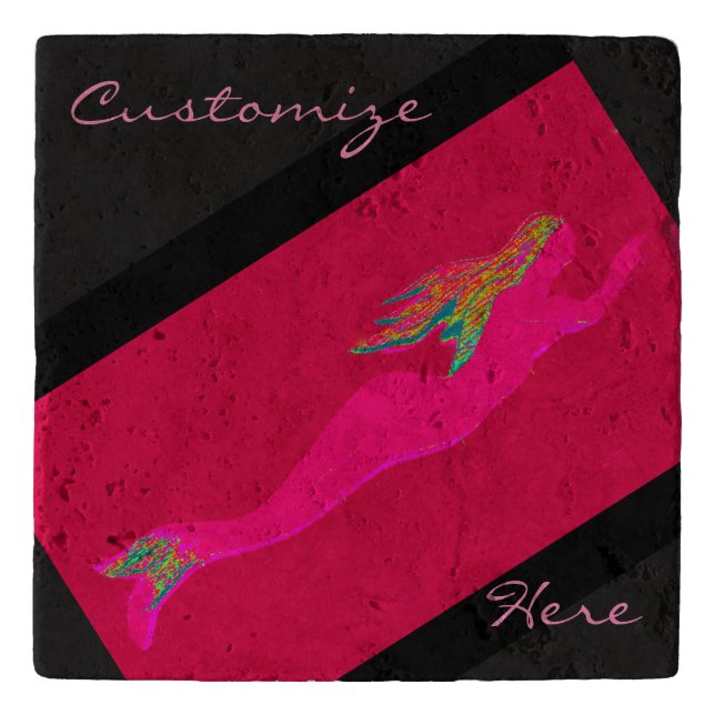 pink underwater mermaid rising trivet (Front)