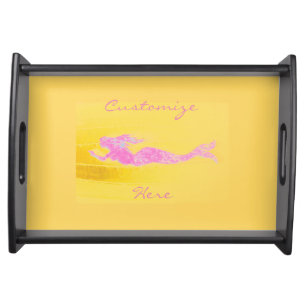 pink underwater mermaid serving tray