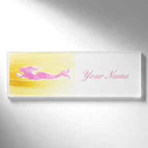 pink underwater mermaid swimming name tag