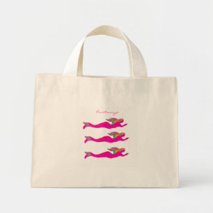 Pink underwater mermaid Thunder_Cove Mini Tote Bag