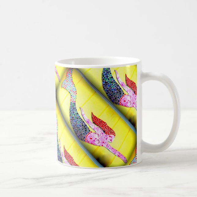pink underwater mosaic mermaid coffee mug (Right)