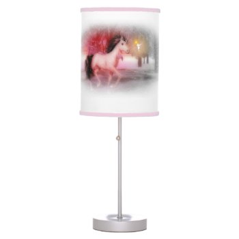 Pink Unicorn And Fairy Winter Play Lamp by RenderlyYours at Zazzle