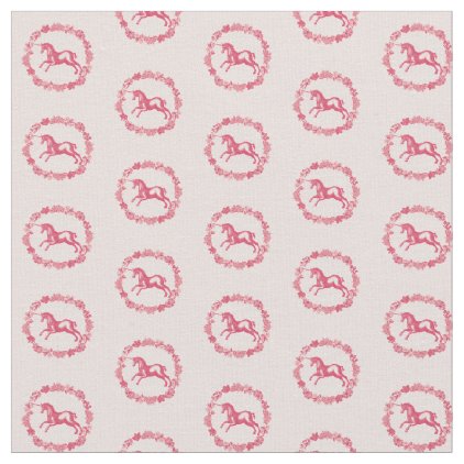 Pink unicorn and flowers fabric