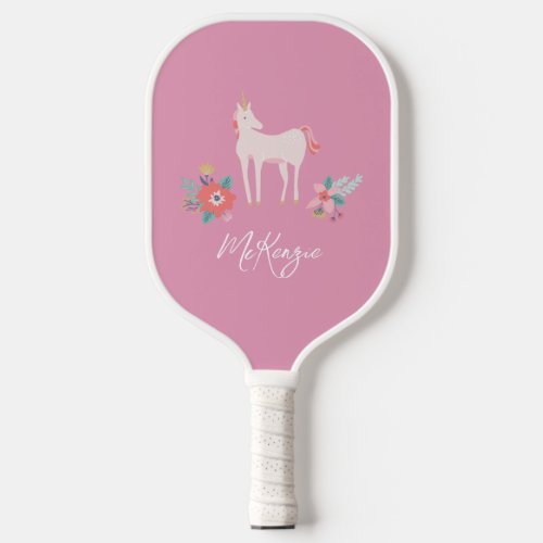 Pink Unicorn and Personalized Name Pickleball Paddle