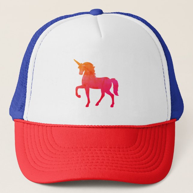 Pink  Unicorn Art Trucker Hat (Front)