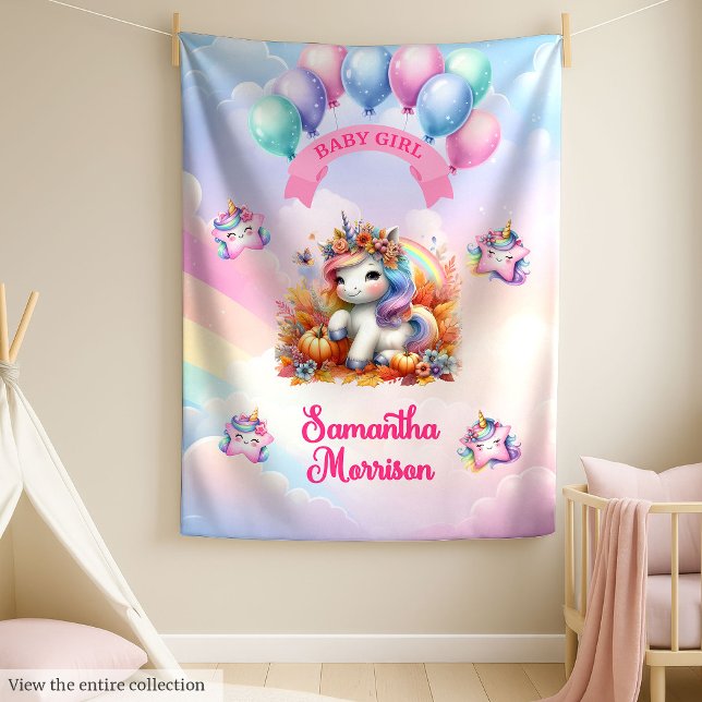 Pink Unicorn Baby Blanket Rainbow and Clouds (Pink Unicorn Baby Blanket Rainbow and Clouds)