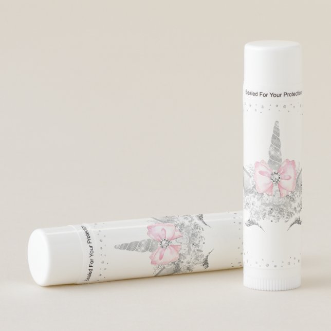 Pink Unicorn Baby Shower Lip Balm Favors (Front)