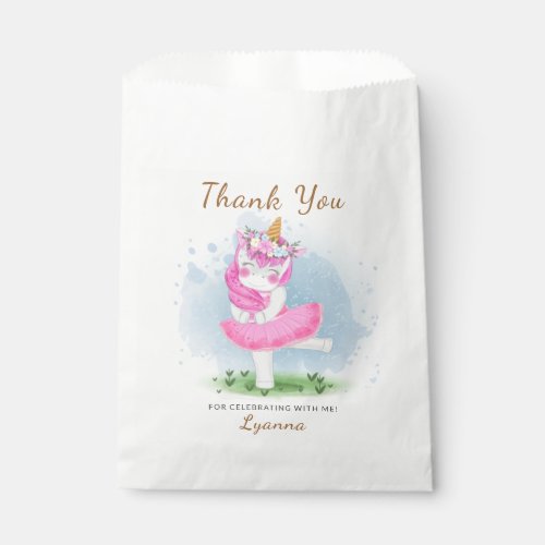 Pink Unicorn Ballerina Thank You Favor Bags
