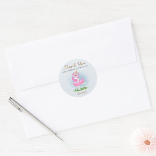 Pink Unicorn Ballerina Thank You Round Sticker