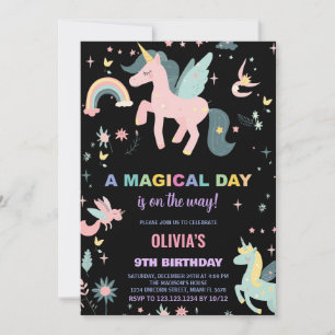 Pink Unicorn Birthday Invitations