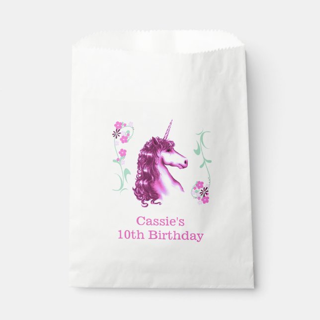 Pink Unicorn Birthday Party Favor Bag (Front)